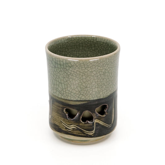 Double Walled Obori-Soma Yunomi Cup Lucky Horse Motif