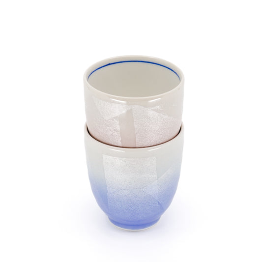 Silver Leaf Glaze Set of 2 Yunomi Cups