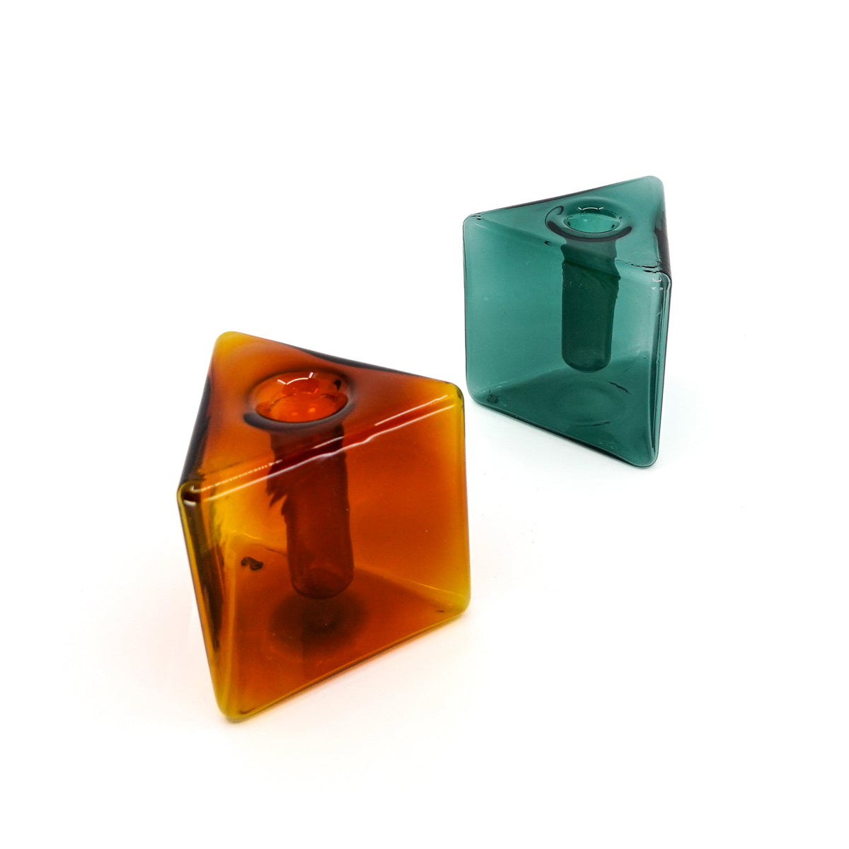 Triangular Glass Vase Mini Amber