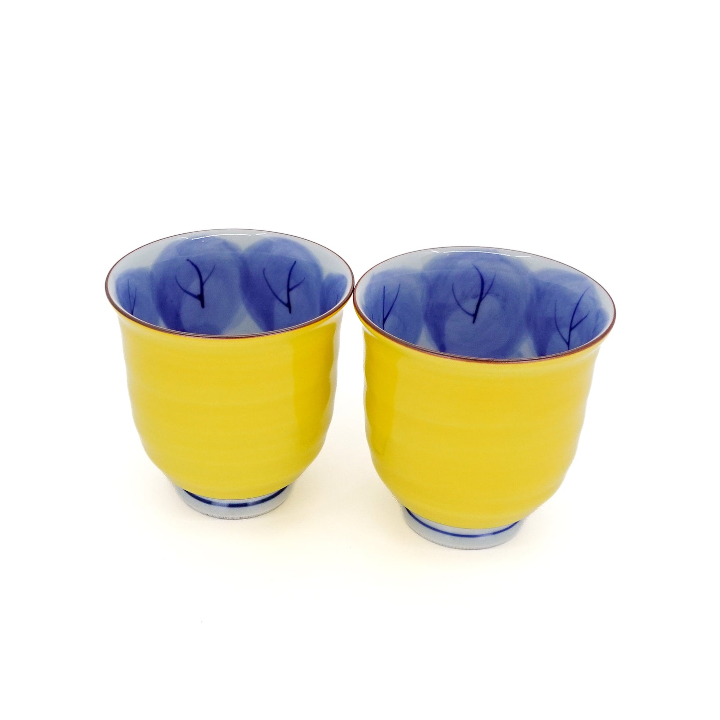 Owl Motif Yellow-Blue Yunomi Teacup