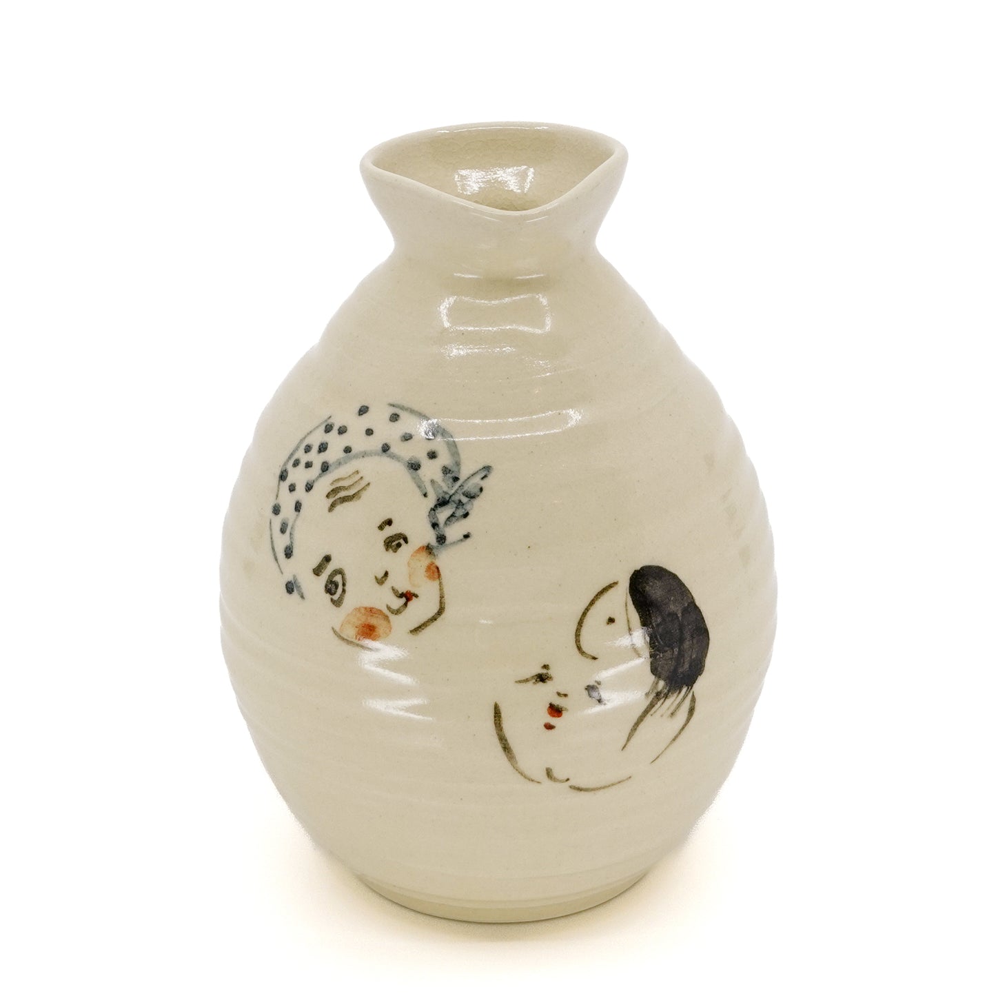 Otafuku-Hyottoko Sake Cup and Carafe Set