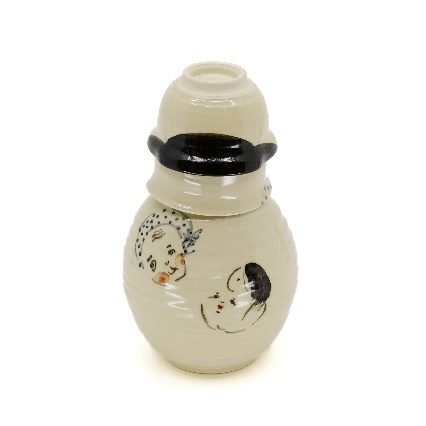 Otafuku-Hyottoko Sake Cup and Carafe Set