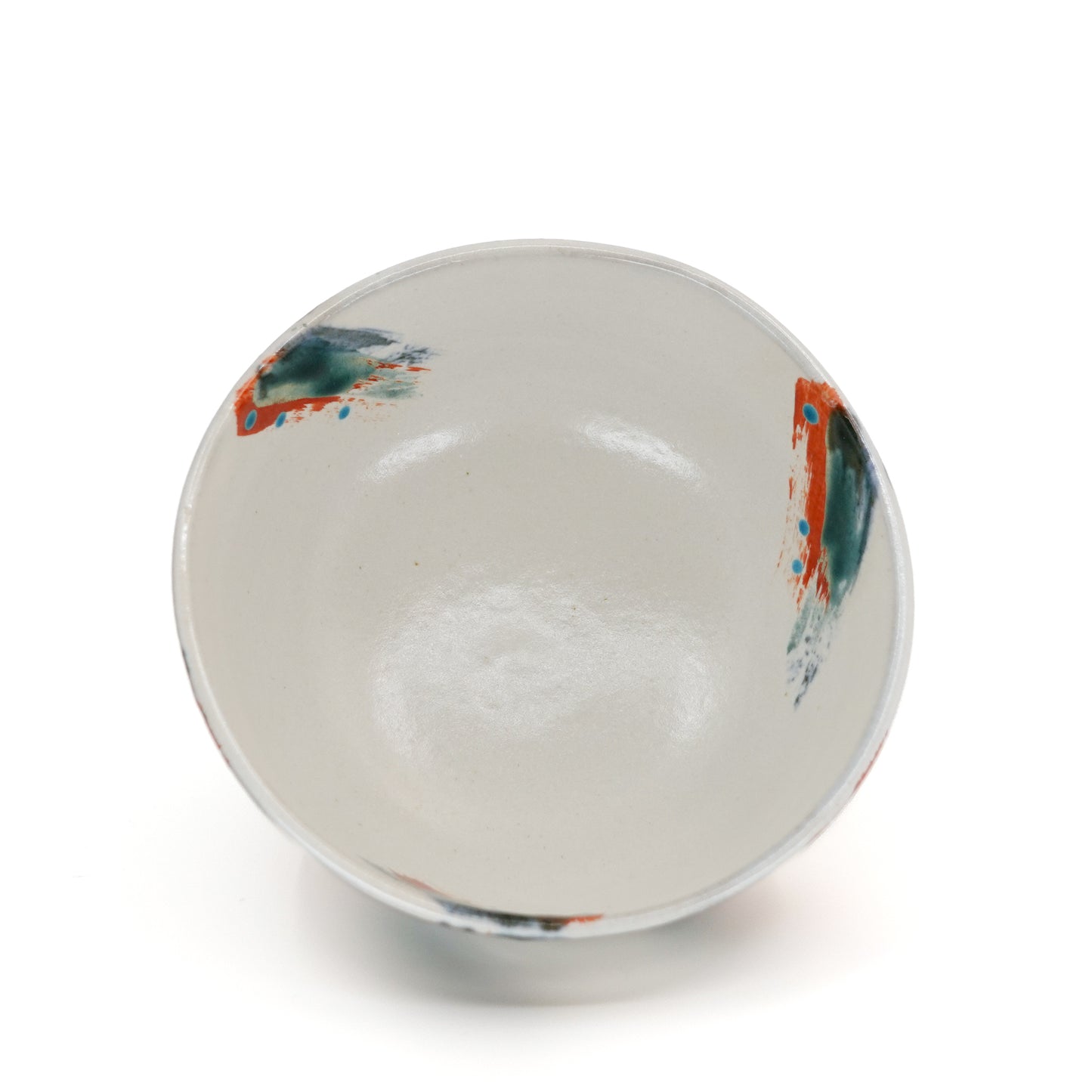 Asymmetric White Glaze Bowl with Calligraphic Overglaze Strokes
