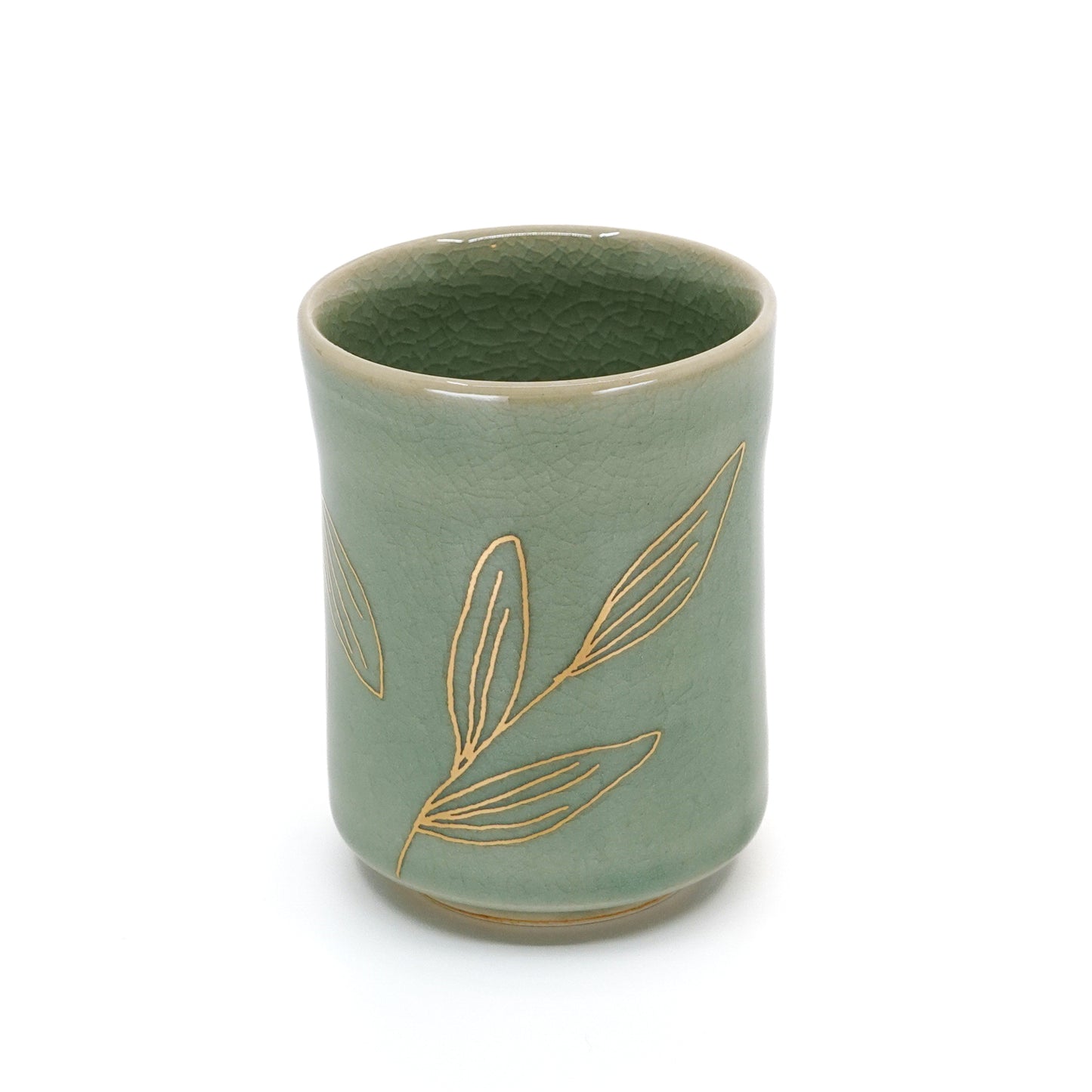 Double Walled Obori-Soma Yunomi Cup Golden Horse Line Art