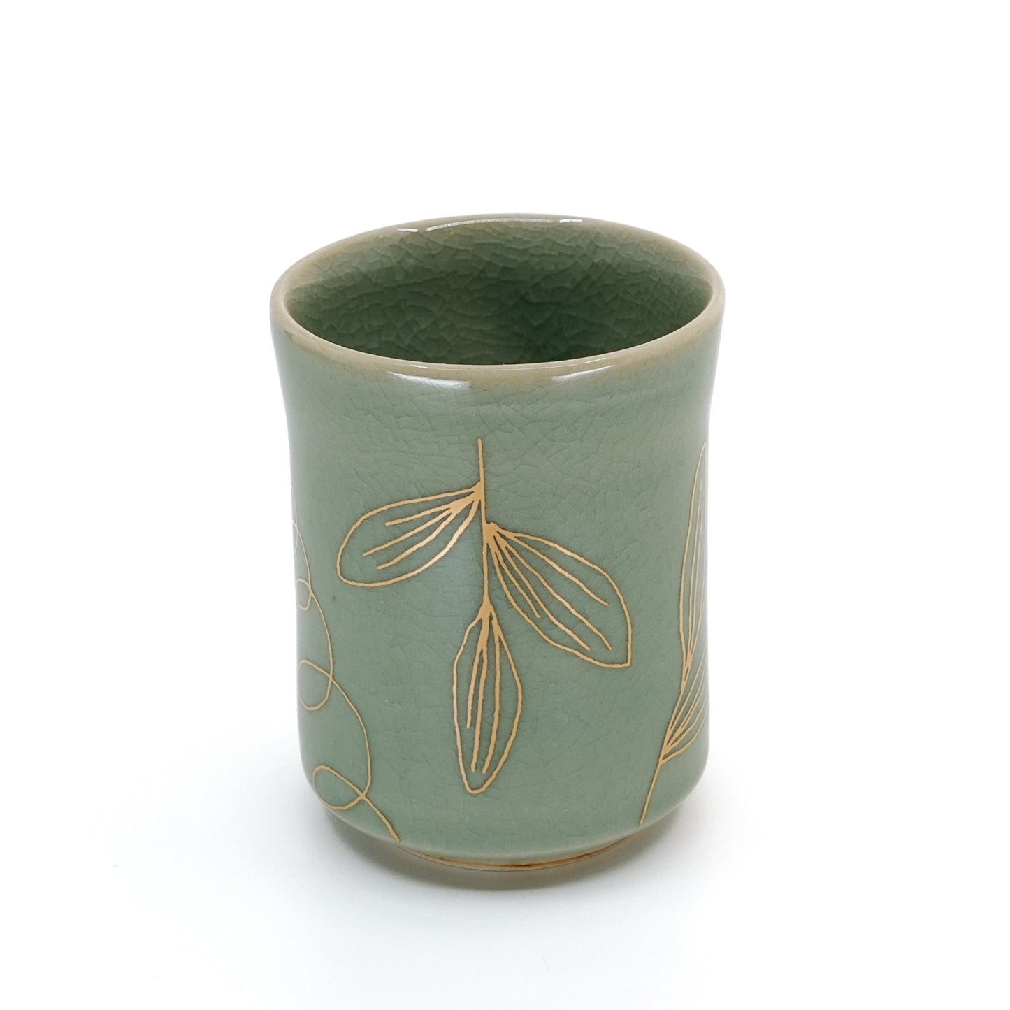 Double Walled Obori-Soma Yunomi Cup Golden Horse Line Art