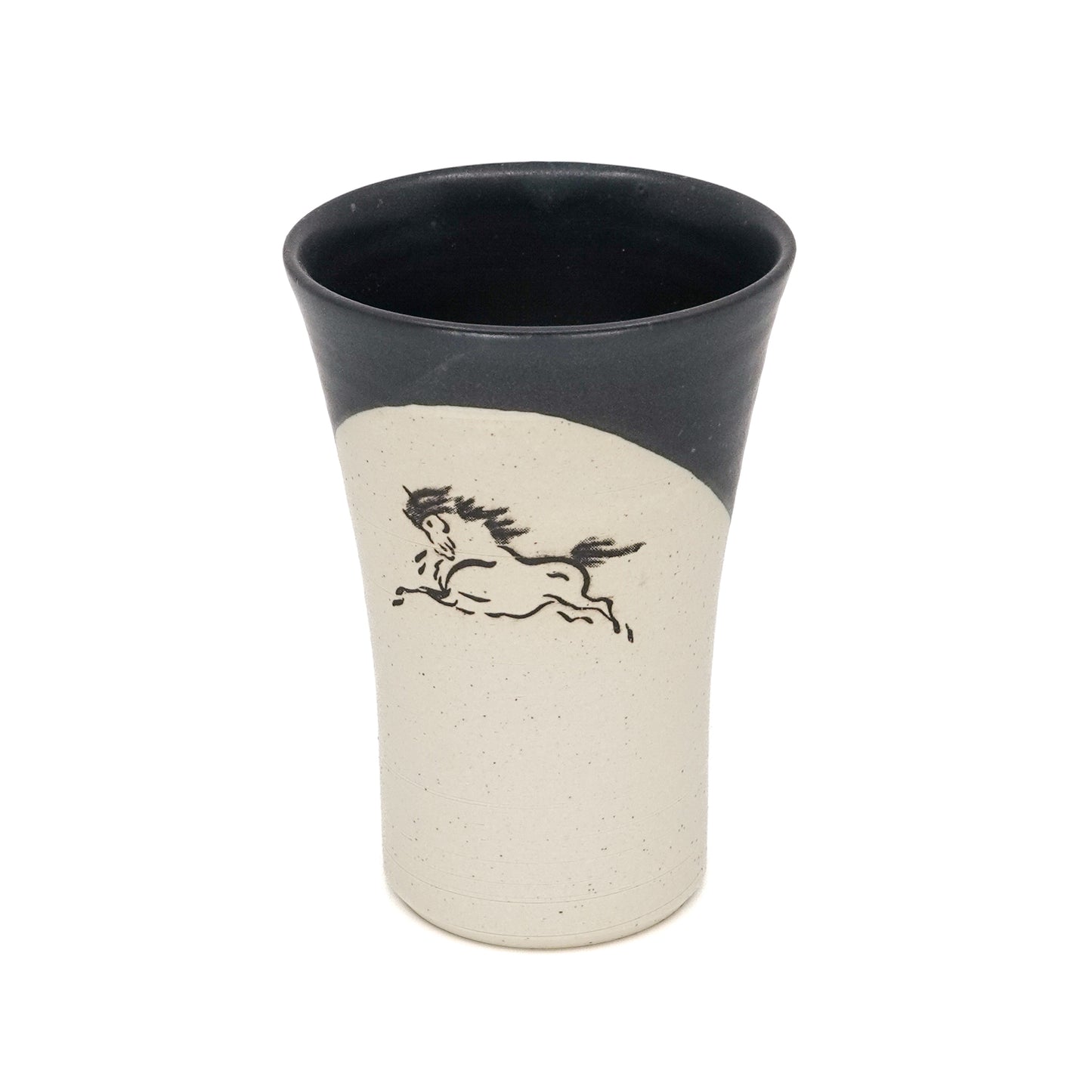 Set of 5 Partially Glazed Obori-Soma Lucky Horse Motif Tumblers