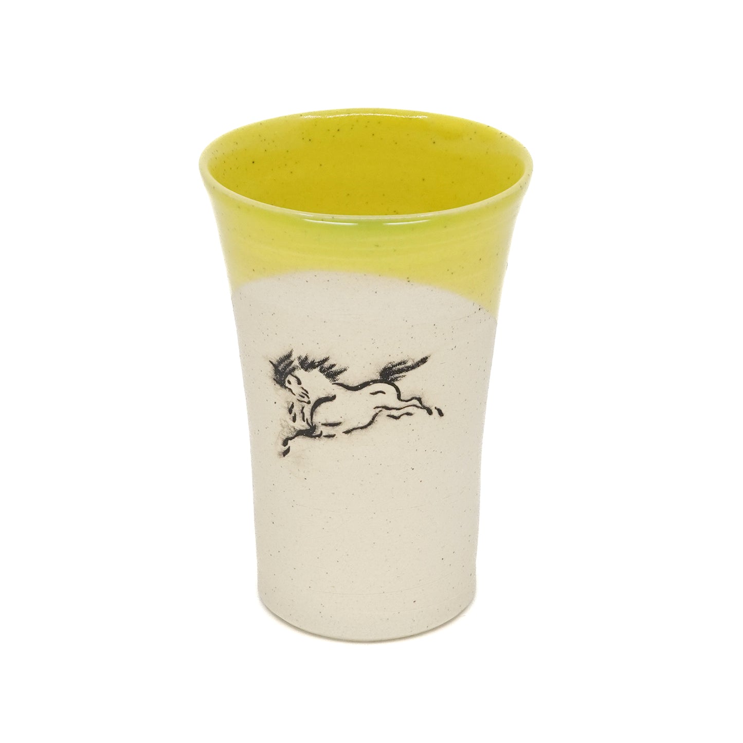 Set of 5 Partially Glazed Obori-Soma Lucky Horse Motif Tumblers