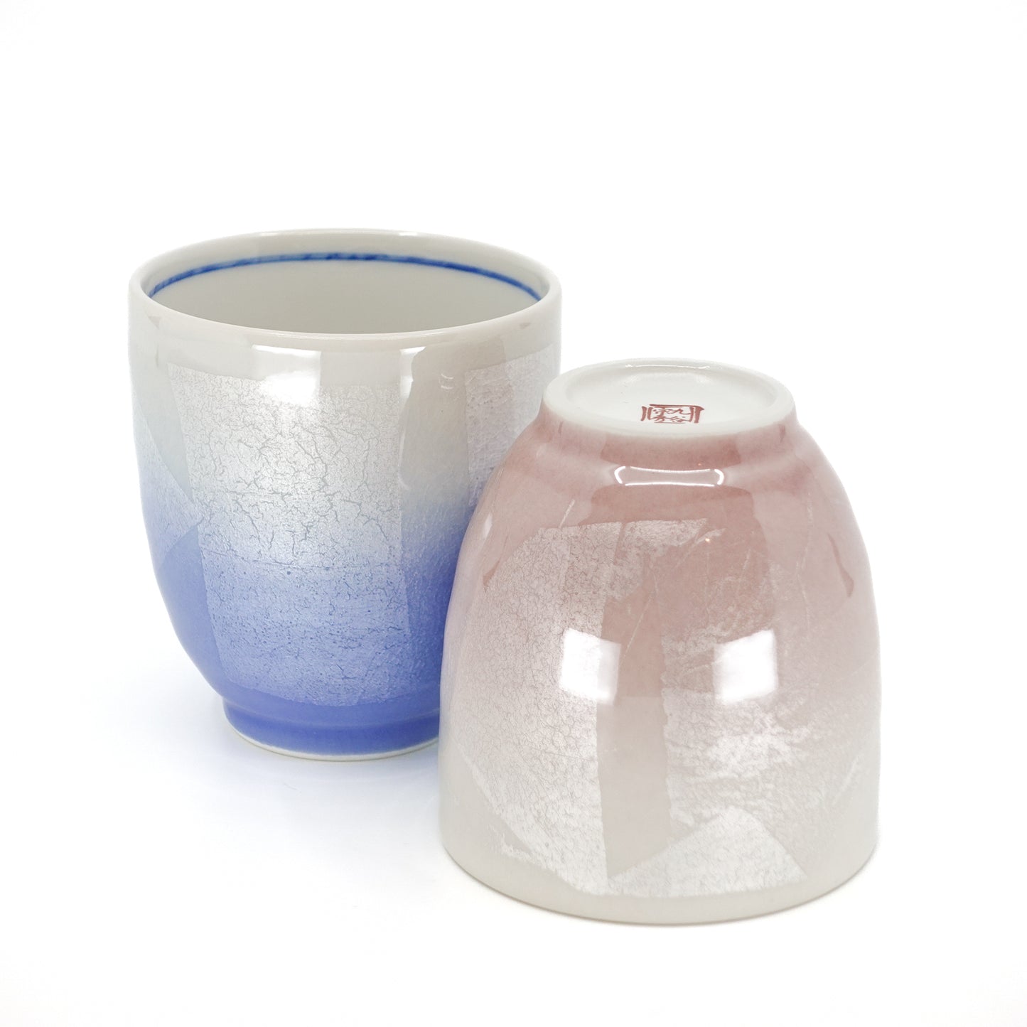 Silver Leaf Glaze Set of 2 Yunomi Cups