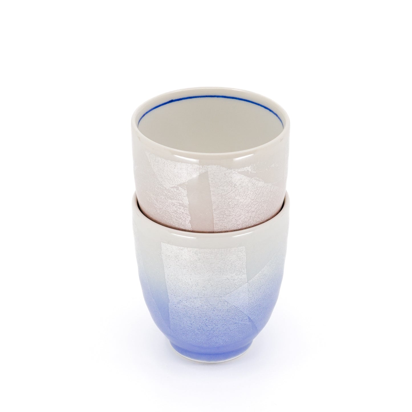 Silver Leaf Glaze Set of 2 Yunomi Cups