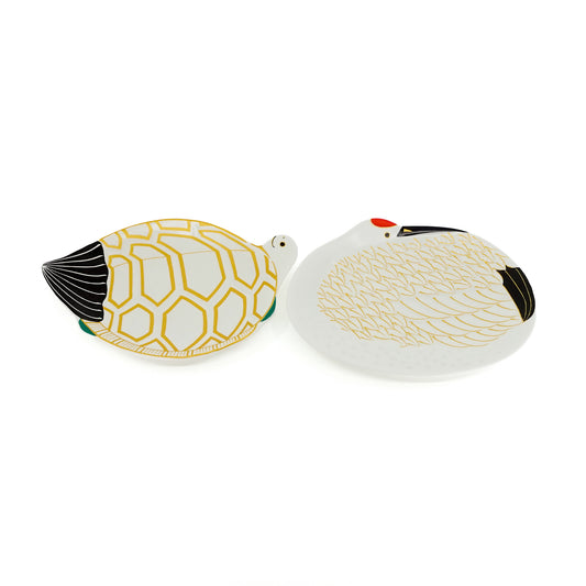 Crane and Turtle Auspicious Plate Pair