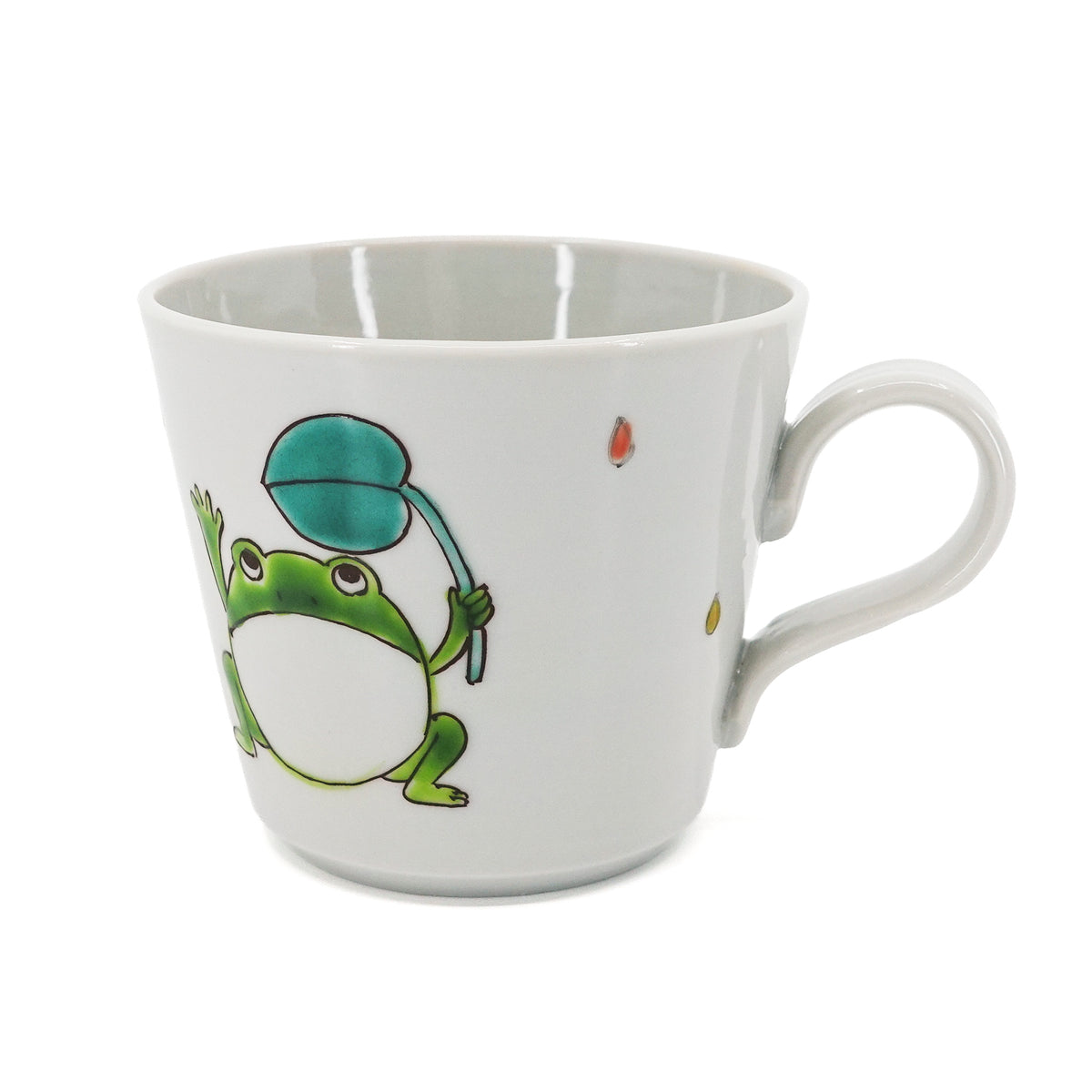 Frog with a Leaf on a Rainy Day Kutani Mug