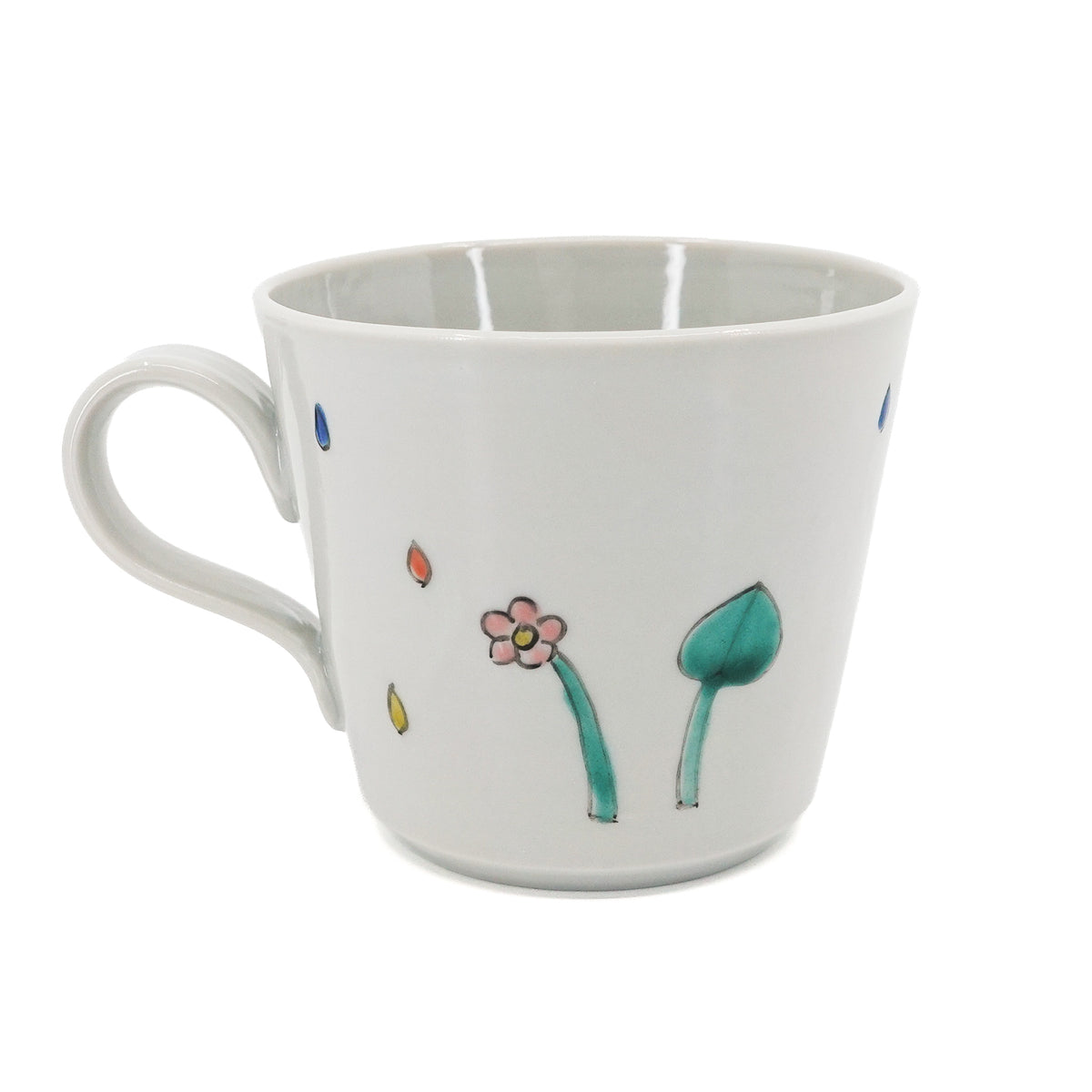 Frog with a Leaf on a Rainy Day Kutani Mug