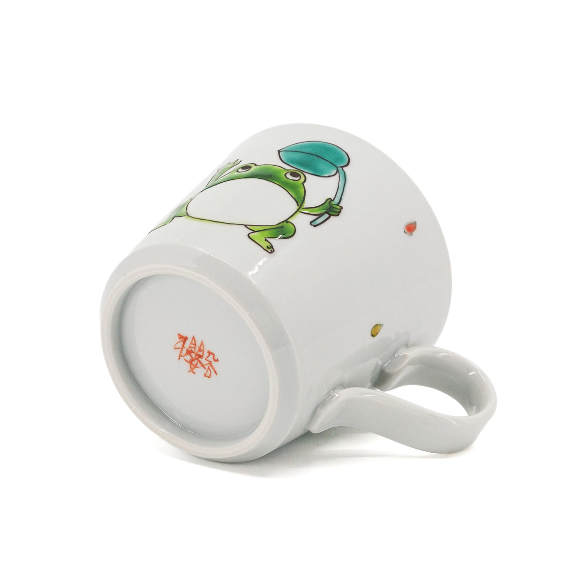 Frog with a Leaf on a Rainy Day Kutani Mug