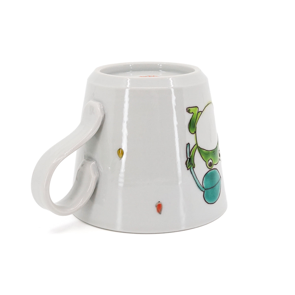 Frog with a Leaf on a Rainy Day Kutani Mug