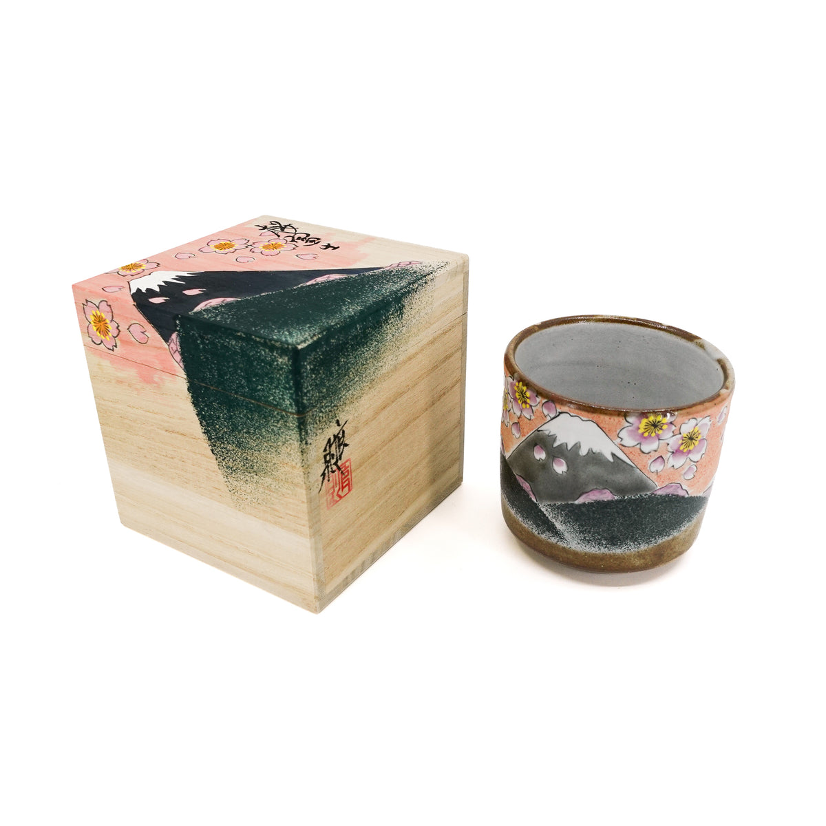 Fuji Sakura Yunomi Teacup with Matching Paulownia Box