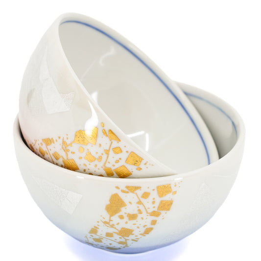 Gold and Silver Leaf Glaze Set of 2 Bowls