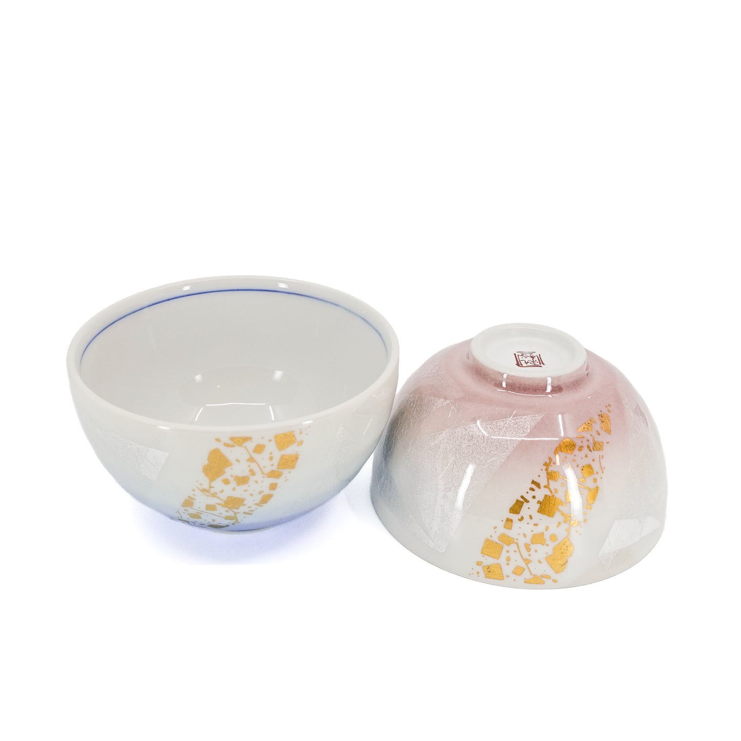 Gold and Silver Leaf Glaze Set of 2 Bowls