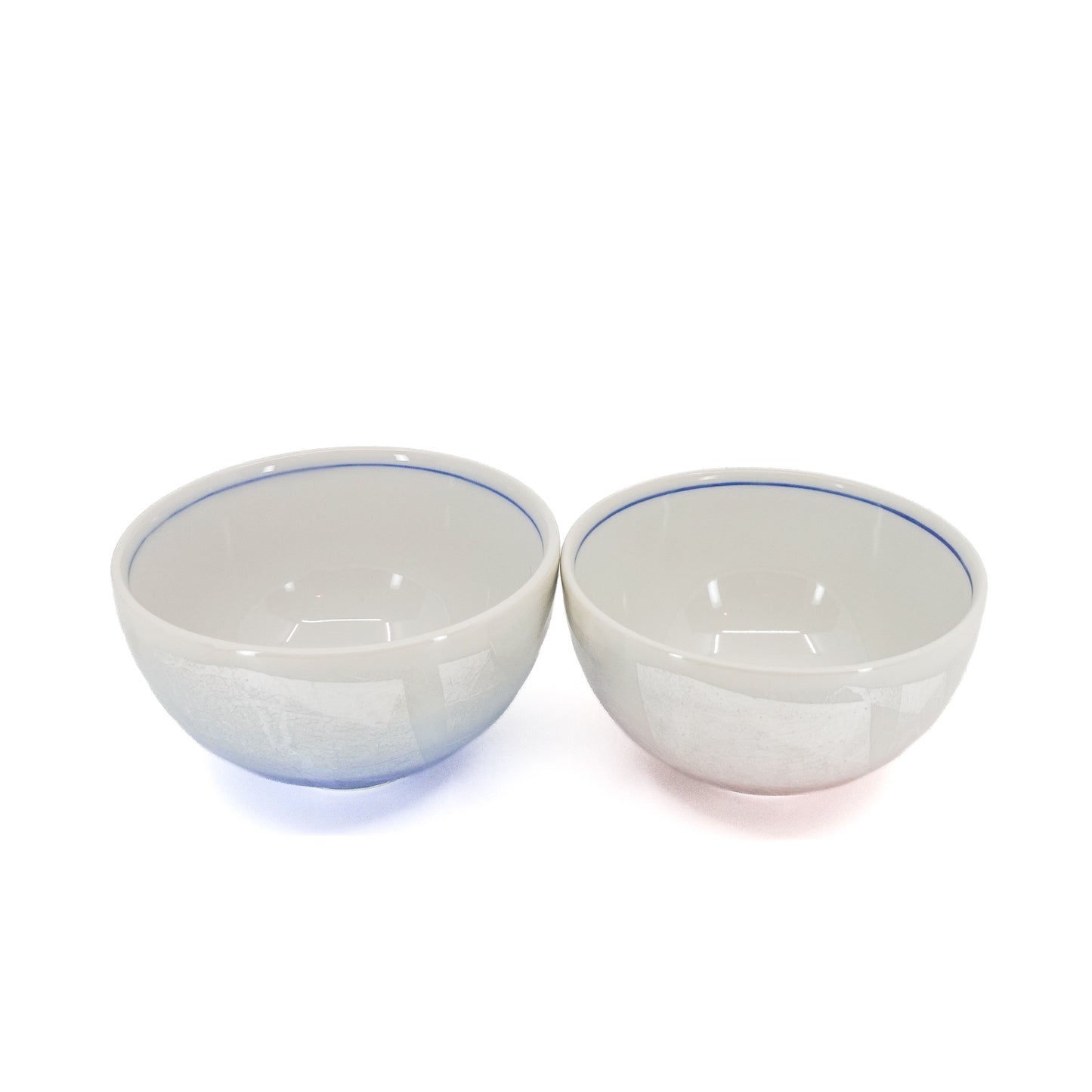 Gold and Silver Leaf Glaze Set of 2 Bowls
