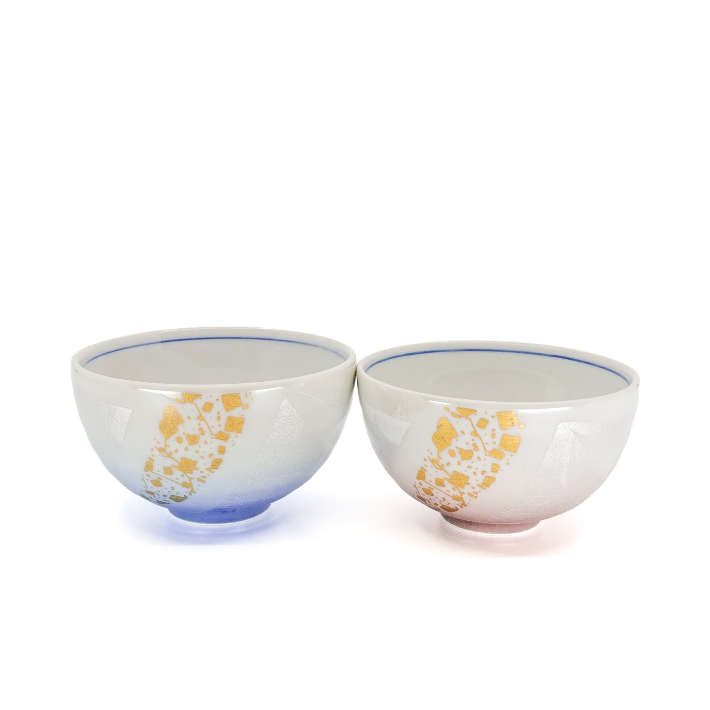Gold and Silver Leaf Glaze Set of 2 Bowls
