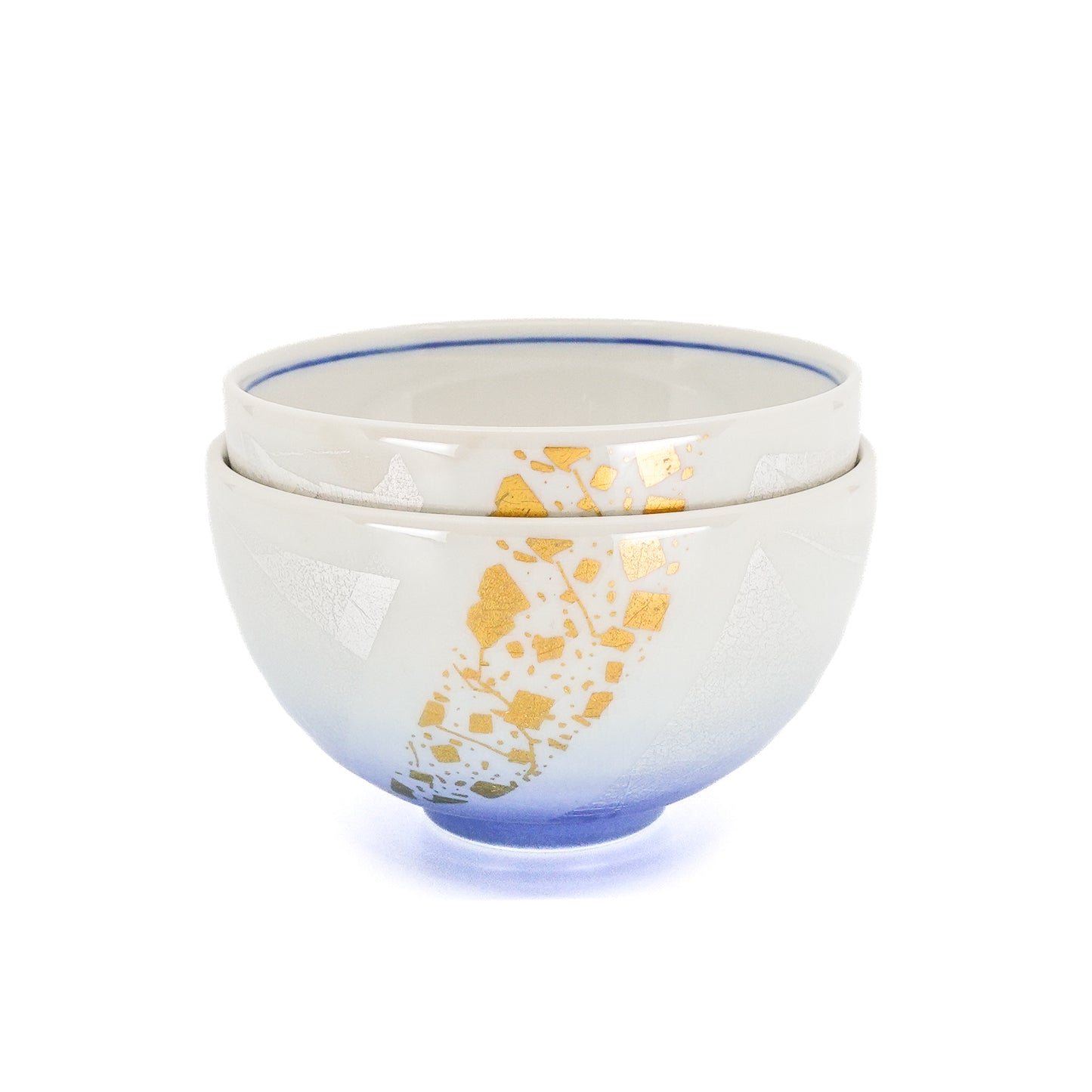 Gold and Silver Leaf Glaze Set of 2 Bowls