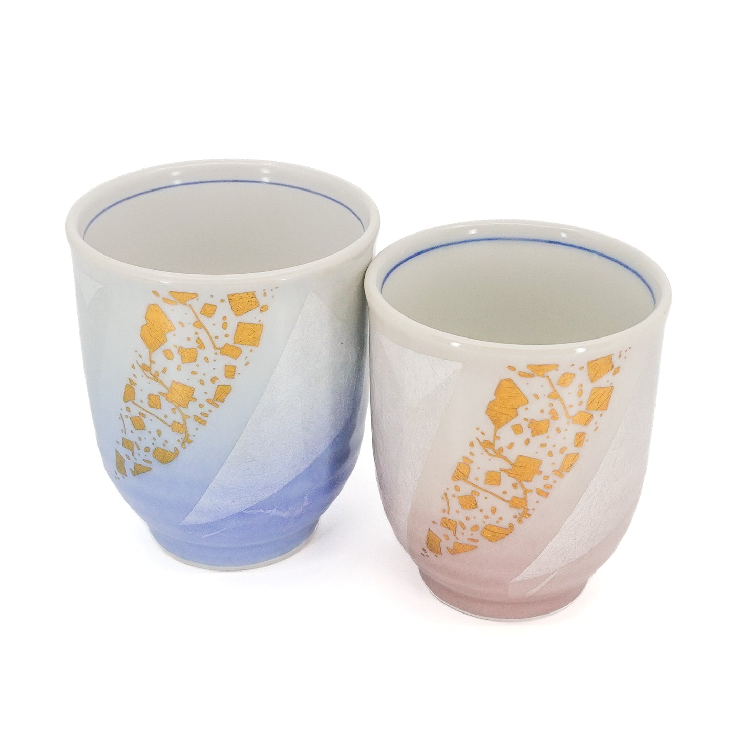 Gold and Silver Leaf Glaze Set of 2 Yunomi Cups