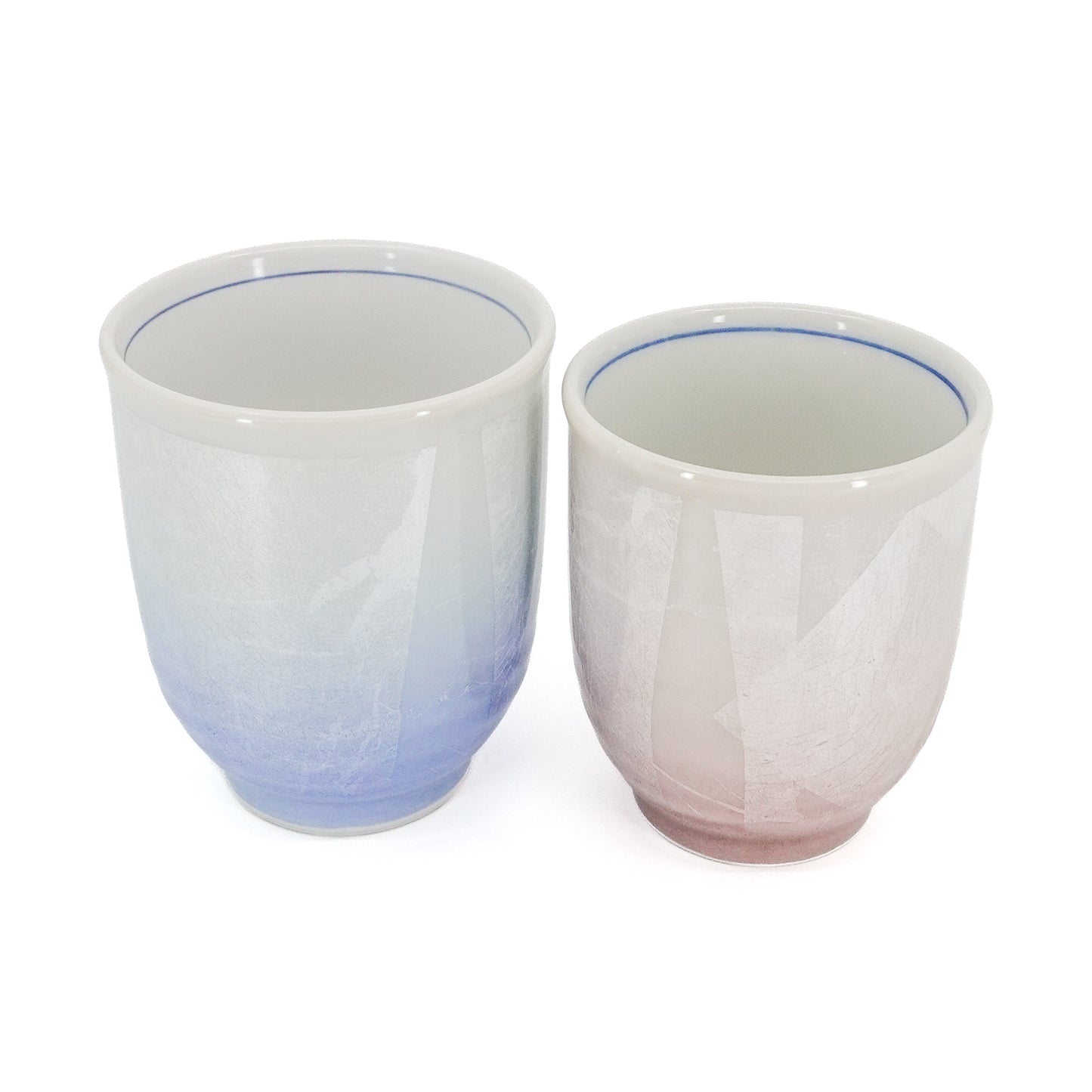 Gold and Silver Leaf Glaze Set of 2 Yunomi Cups