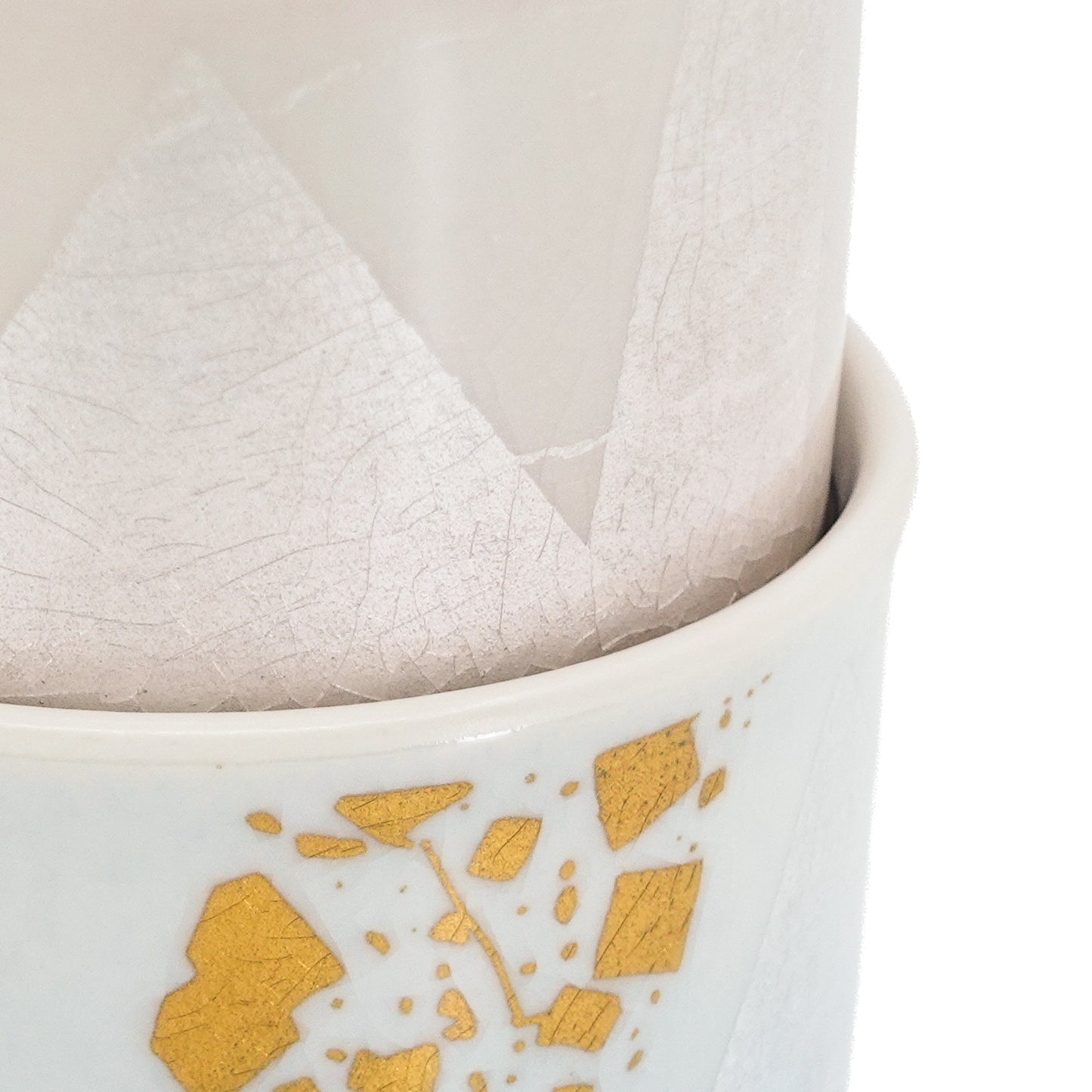 Gold and Silver Leaf Glaze Set of 2 Yunomi Cups