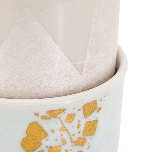 Gold and Silver Leaf Glaze Set of 2 Yunomi Cups