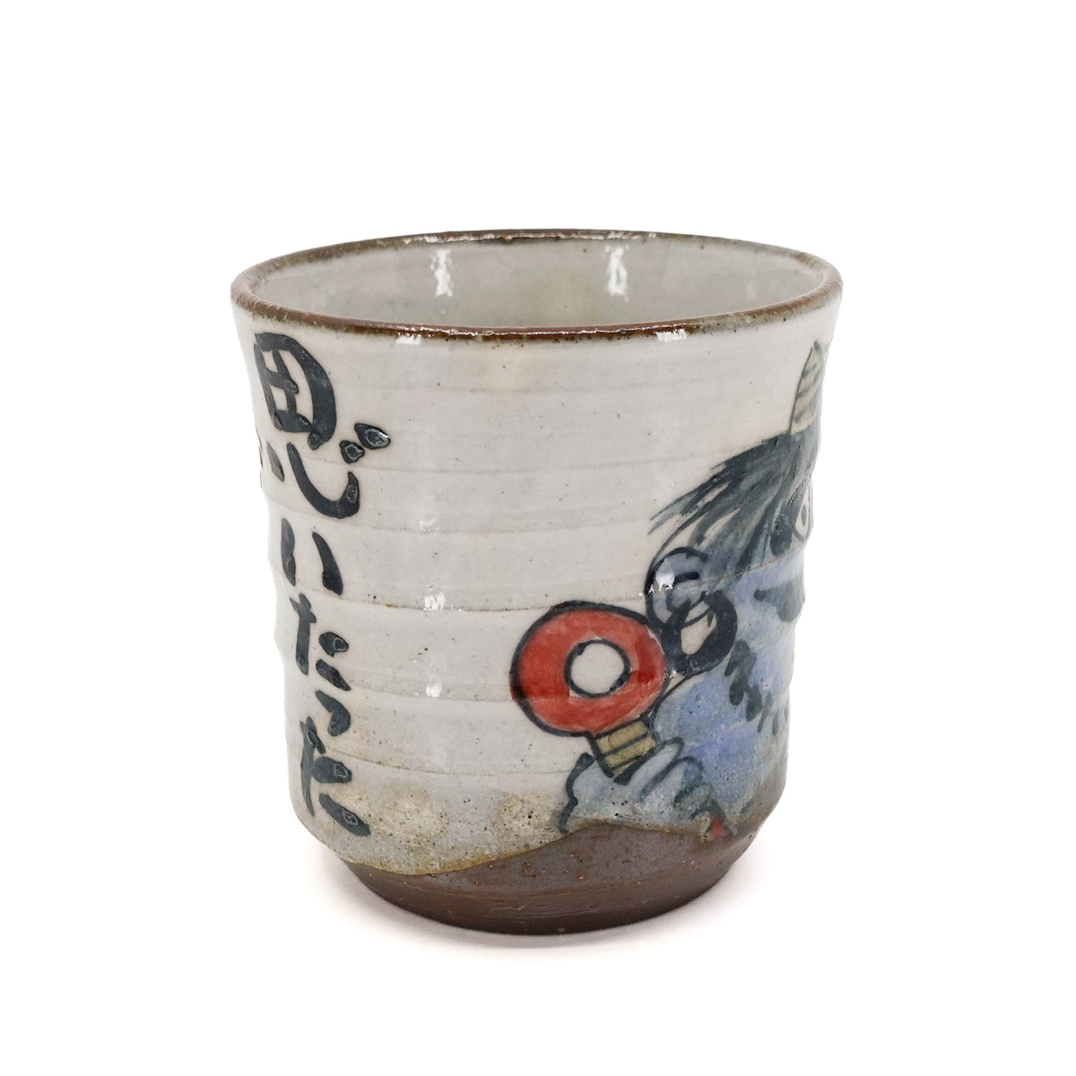 Oni Yunomi Teacup with Matching Paulownia Box - Blue
