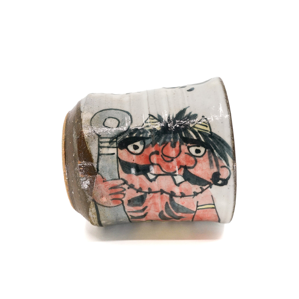 Oni Yunomi Teacup with Matching Paulownia Box - Red