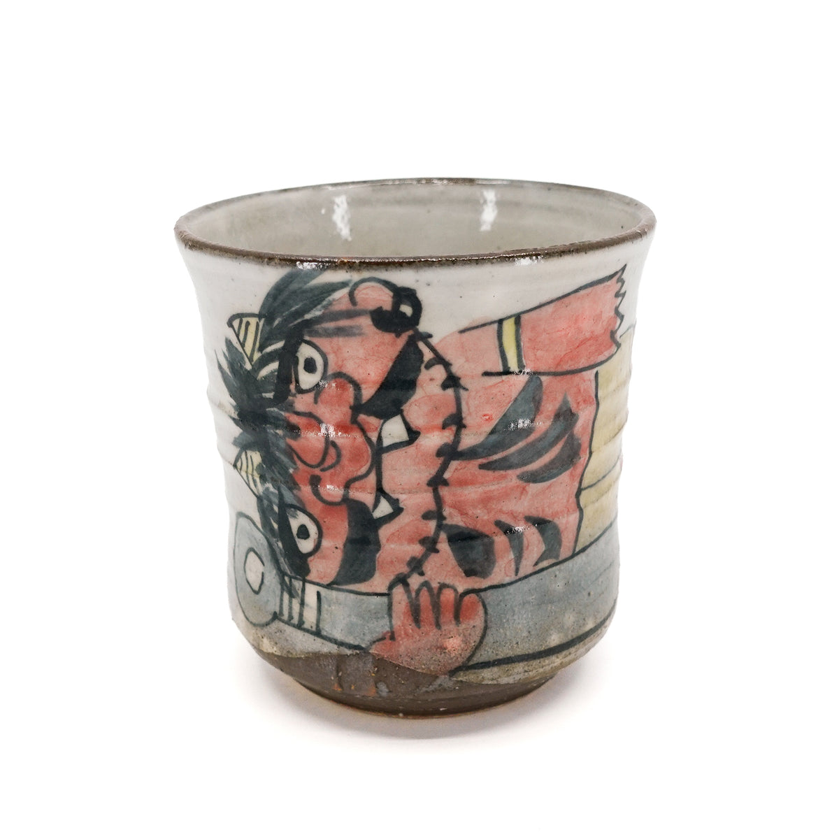 Oni Yunomi Teacup with Matching Paulownia Box - Red