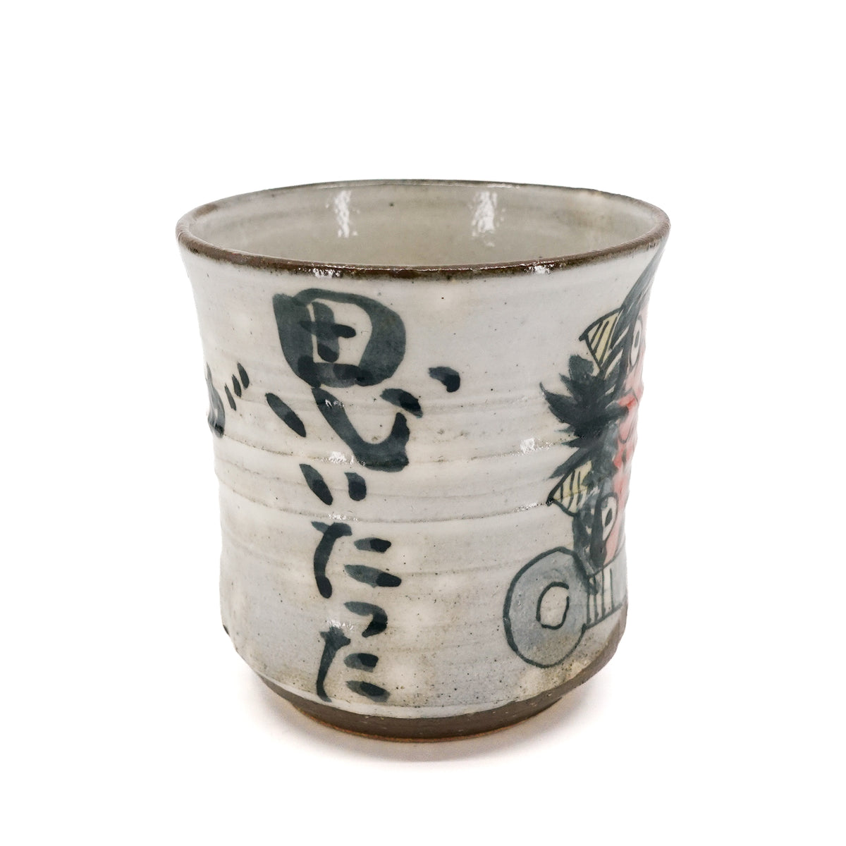 Oni Yunomi Teacup with Matching Paulownia Box - Red