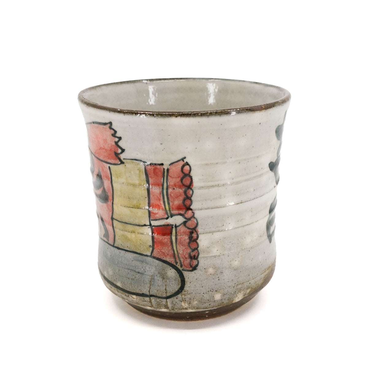 Oni Yunomi Teacup with Matching Paulownia Box - Red