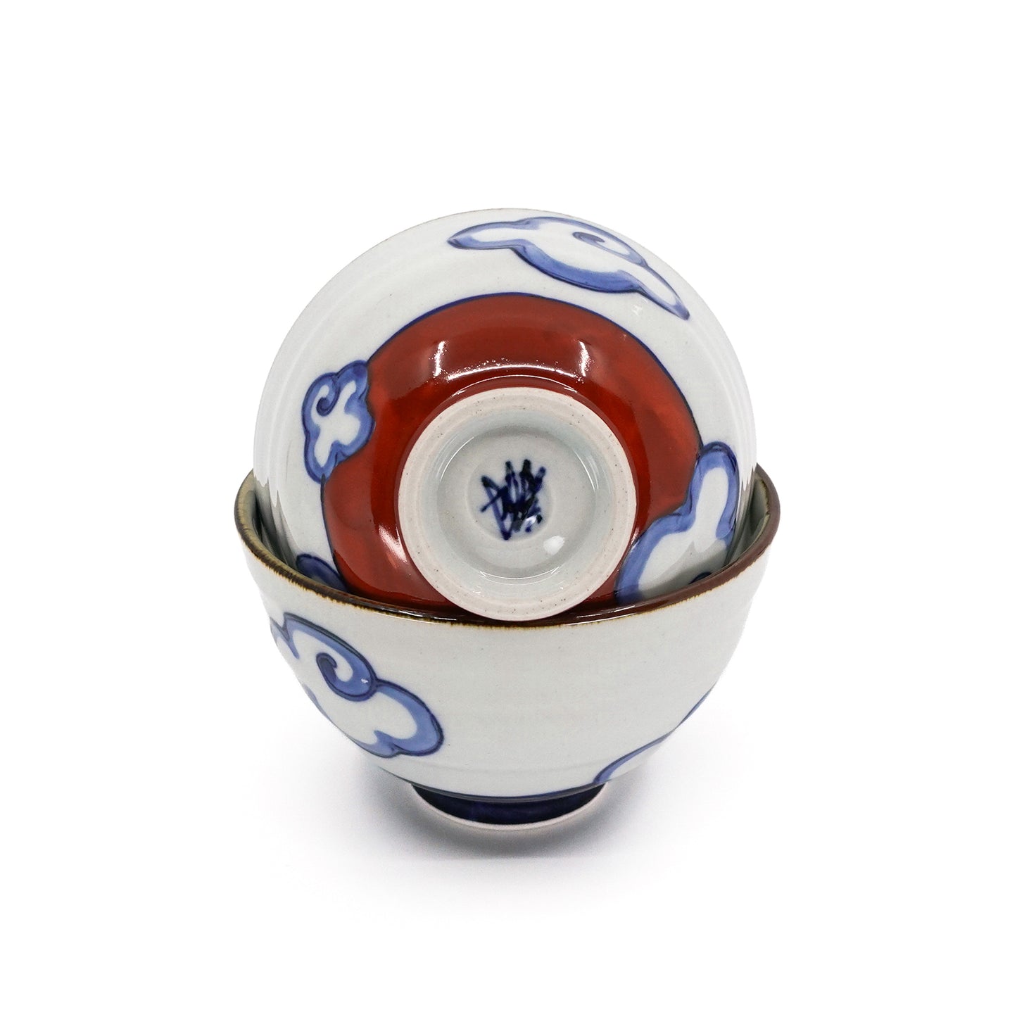 Red and Blue Fuji Set of 2 Rice Bowls