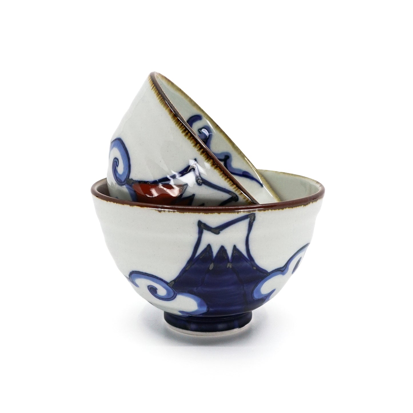 Red and Blue Fuji Set of 2 Rice Bowls