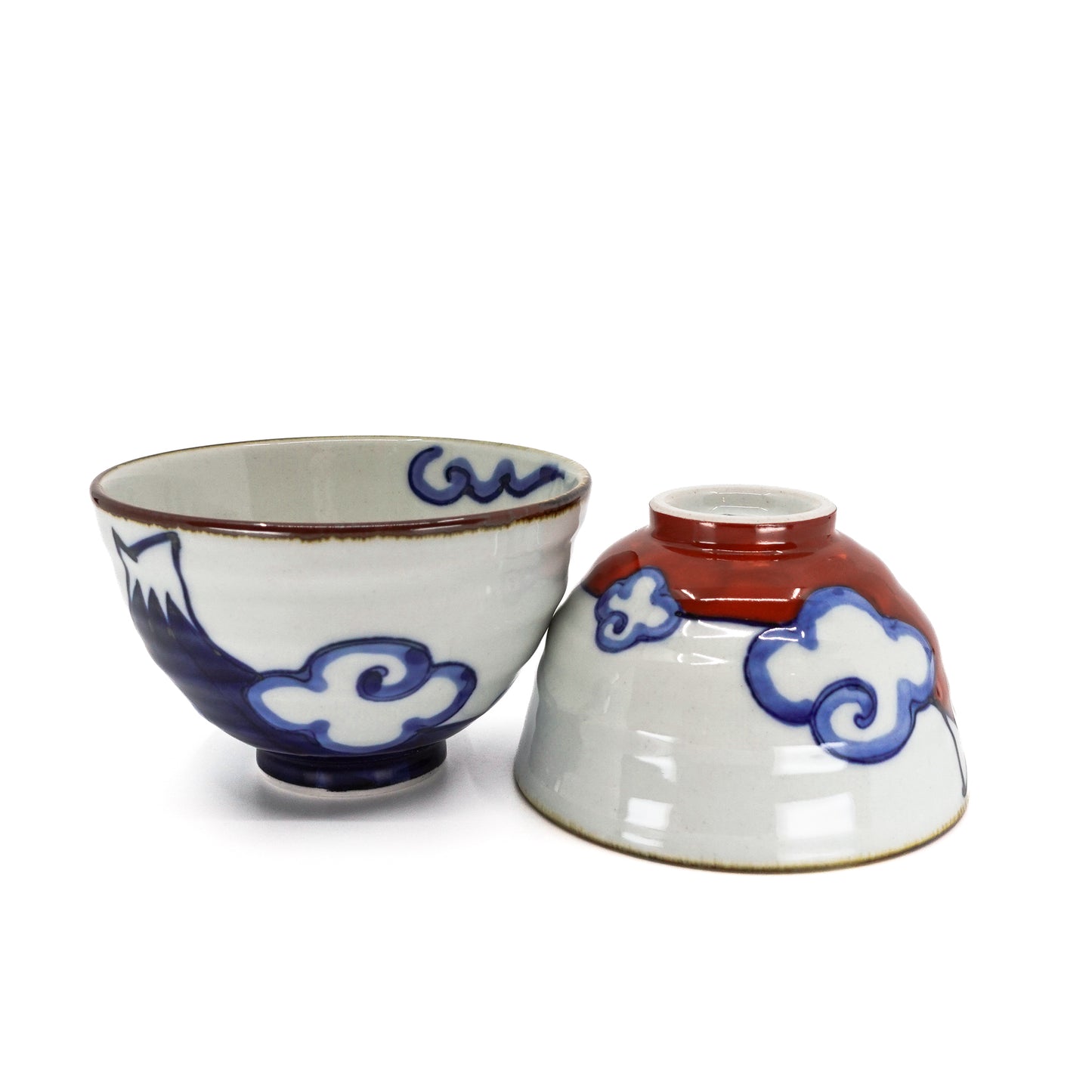 Red and Blue Fuji Set of 2 Rice Bowls