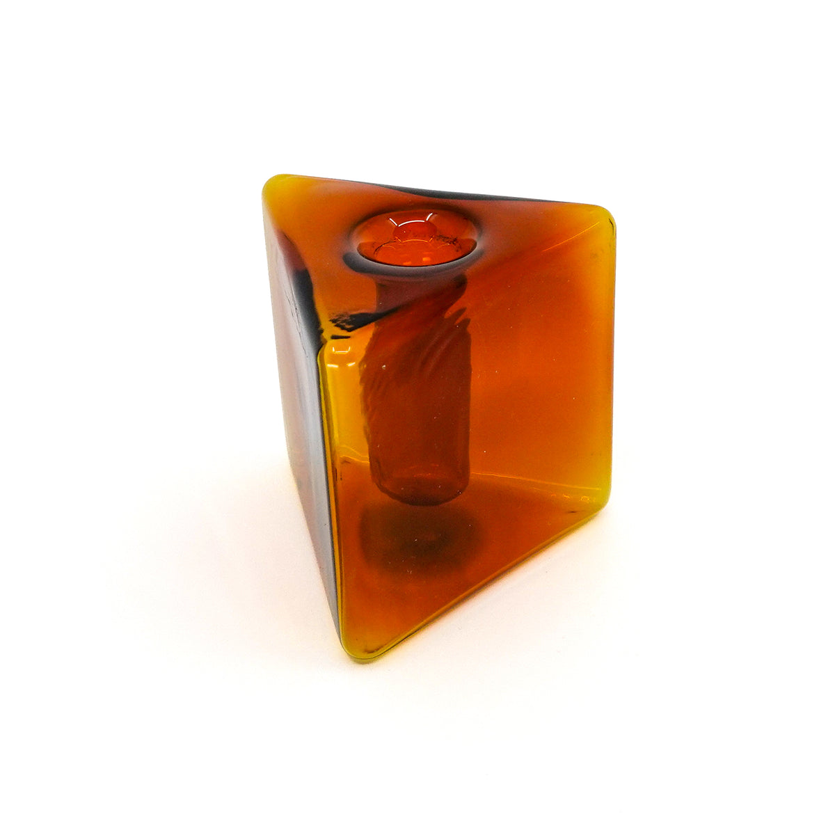 Triangular Glass Vase Mini Amber