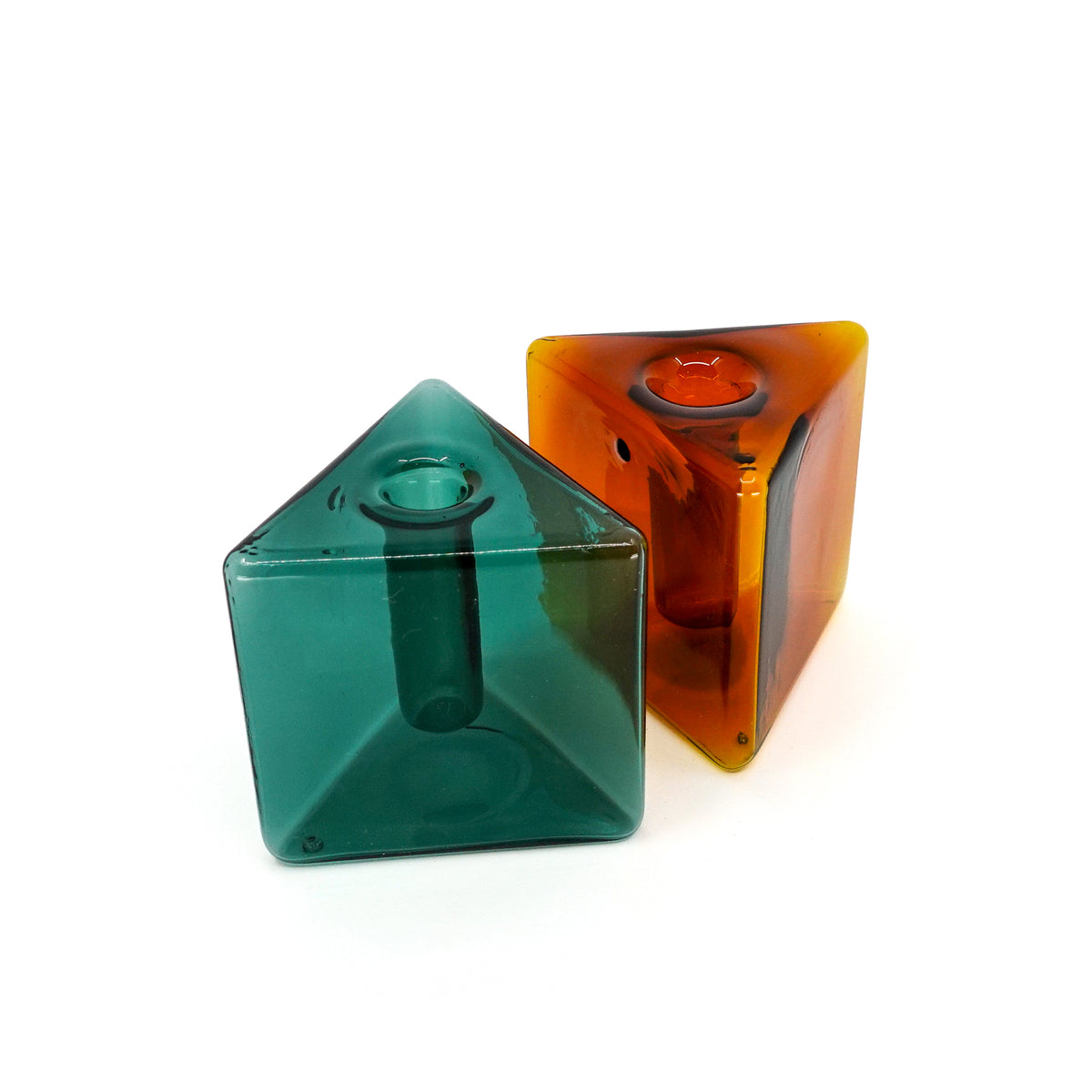 Triangular Glass Vase Mini Blue