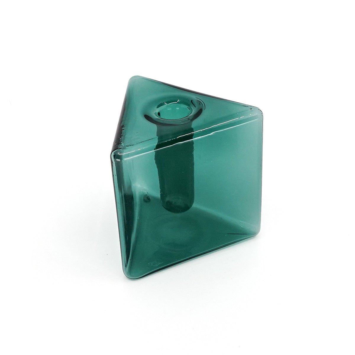 Triangular Glass Vase Mini Blue