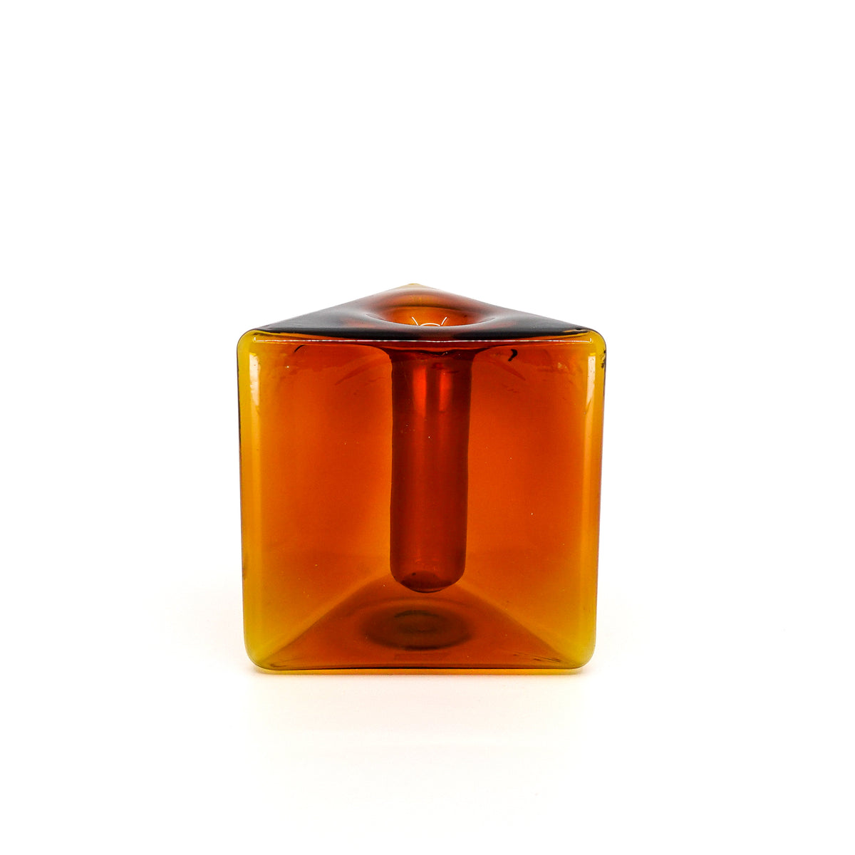 Triangular Glass Vase Mini Amber