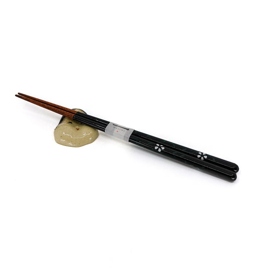 Lacquerware Chopsticks Flower Motif Black