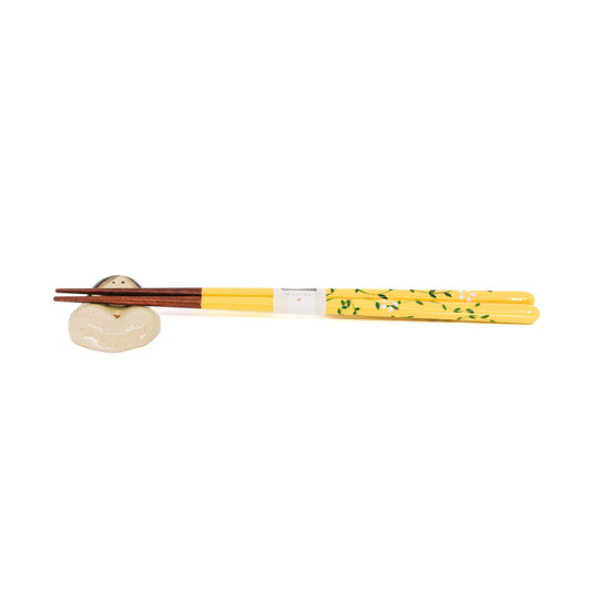 Lacquerware Chopsticks Flower Motif Yellow