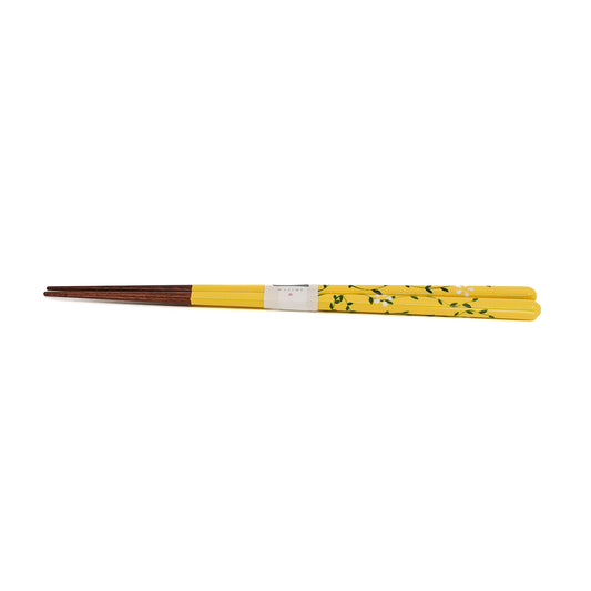 Lacquerware Chopsticks Flower Motif Yellow