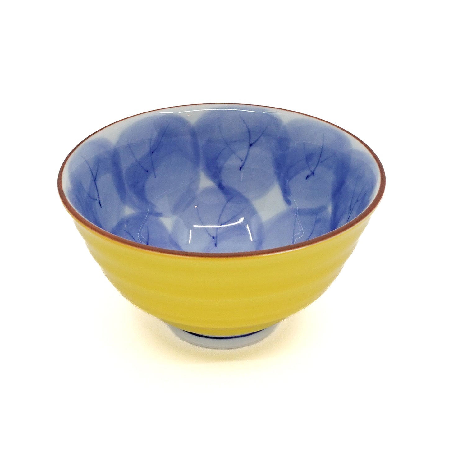Owl Motif Yellow-Blue Rice Bowl