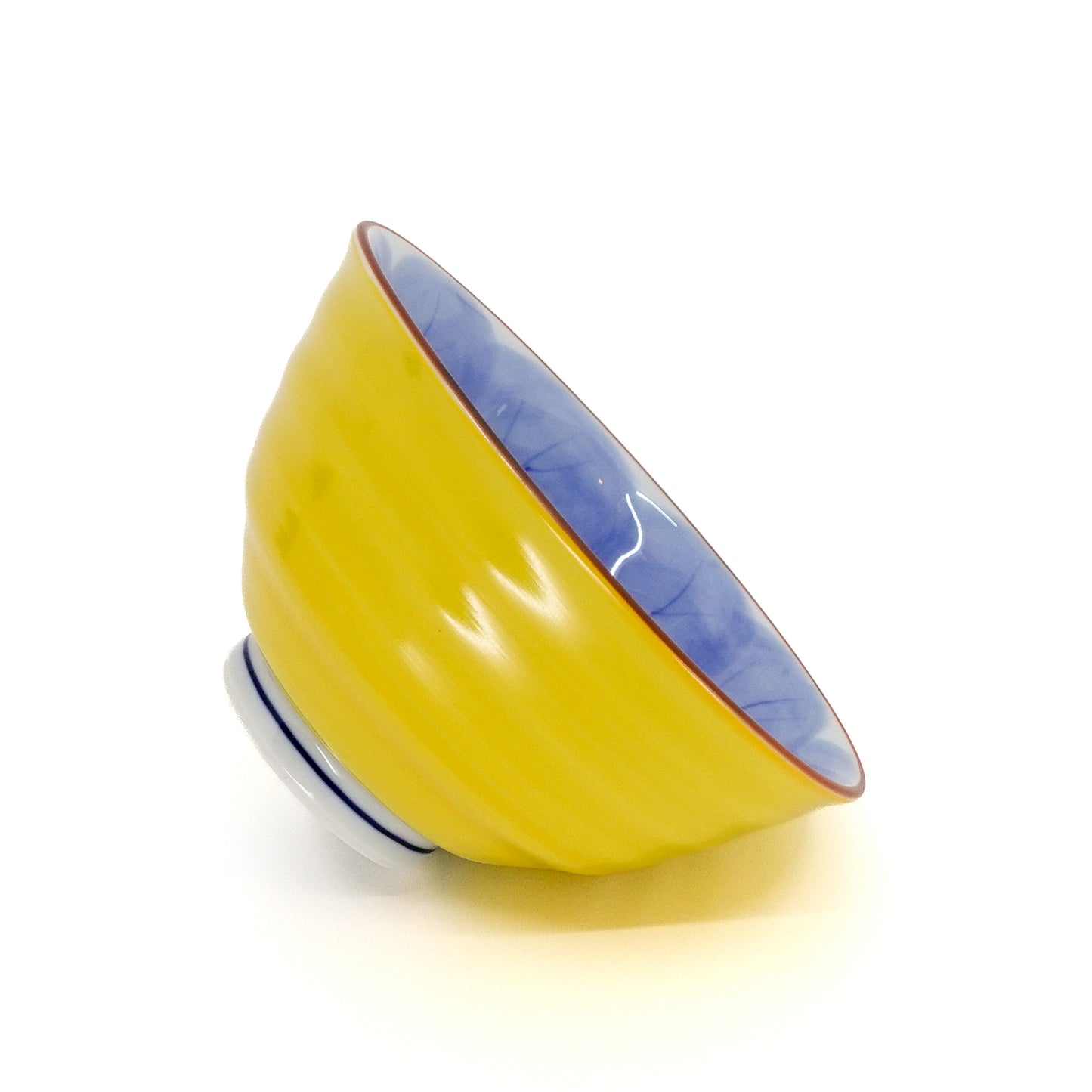Owl Motif Yellow-Blue Rice Bowl