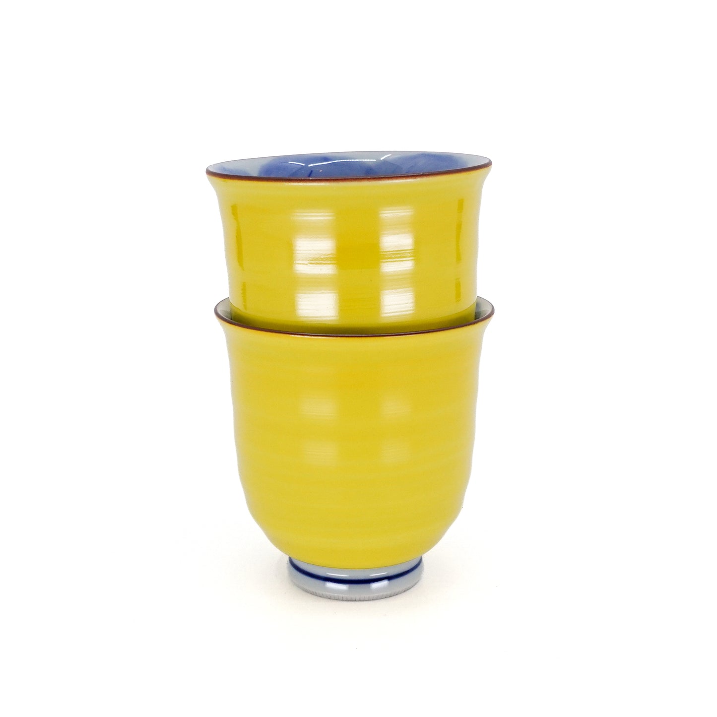 Owl Motif Yellow-Blue Yunomi Teacup