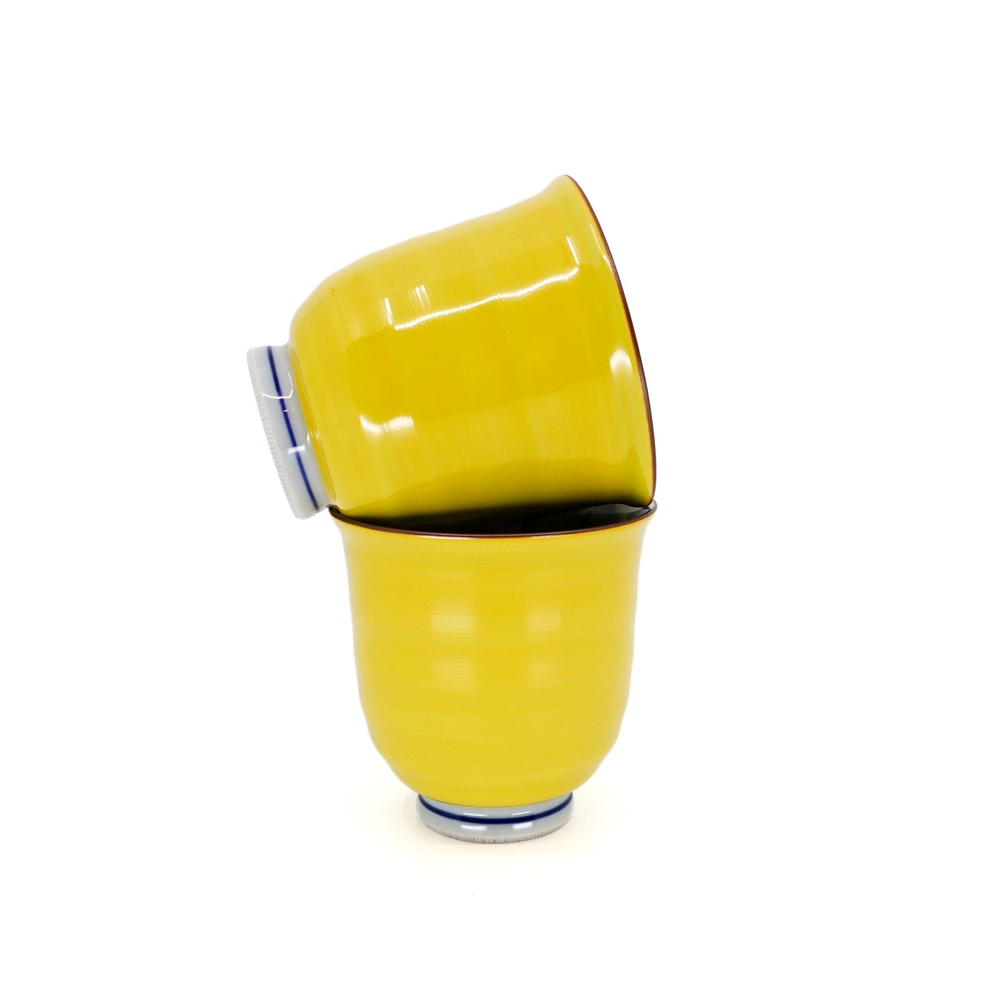 Owl Motif Yellow-Blue Yunomi Teacup